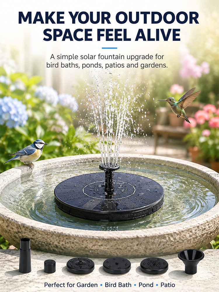 Solar-powered courtyard fountain