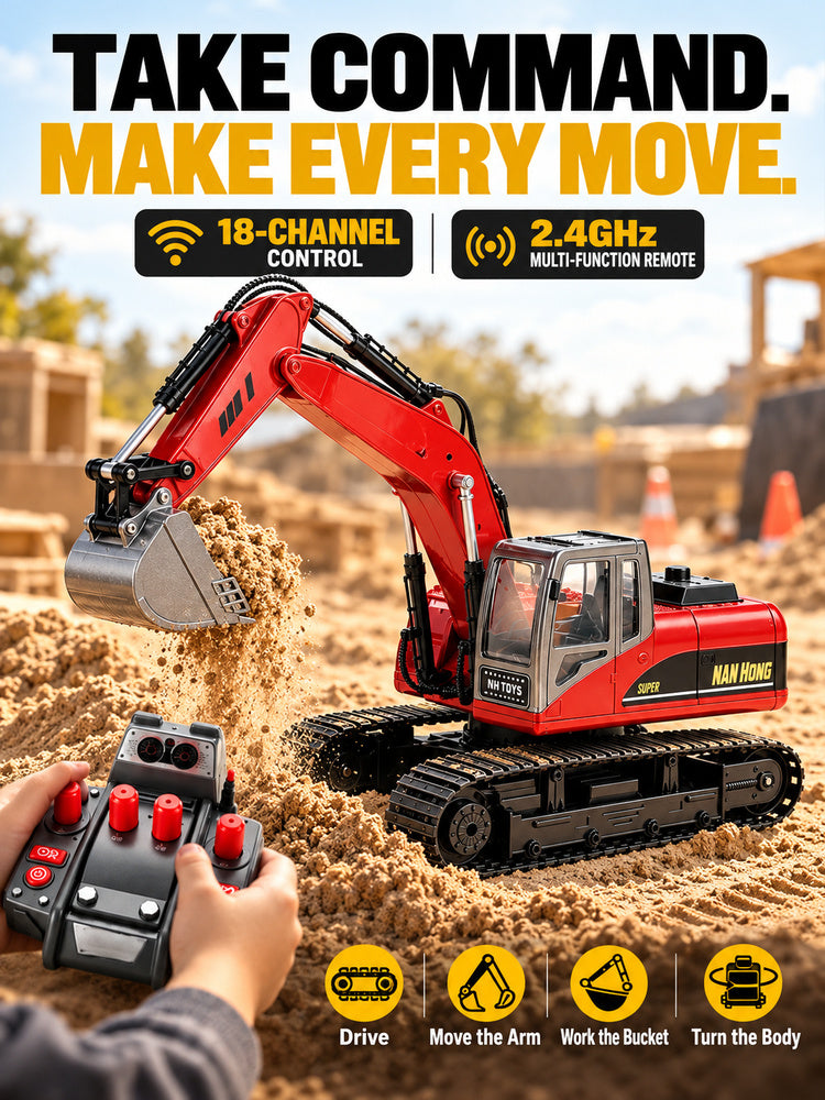1:14 RC Crawler Excavator -Alloy Bucket, Mist, Lights &Sound