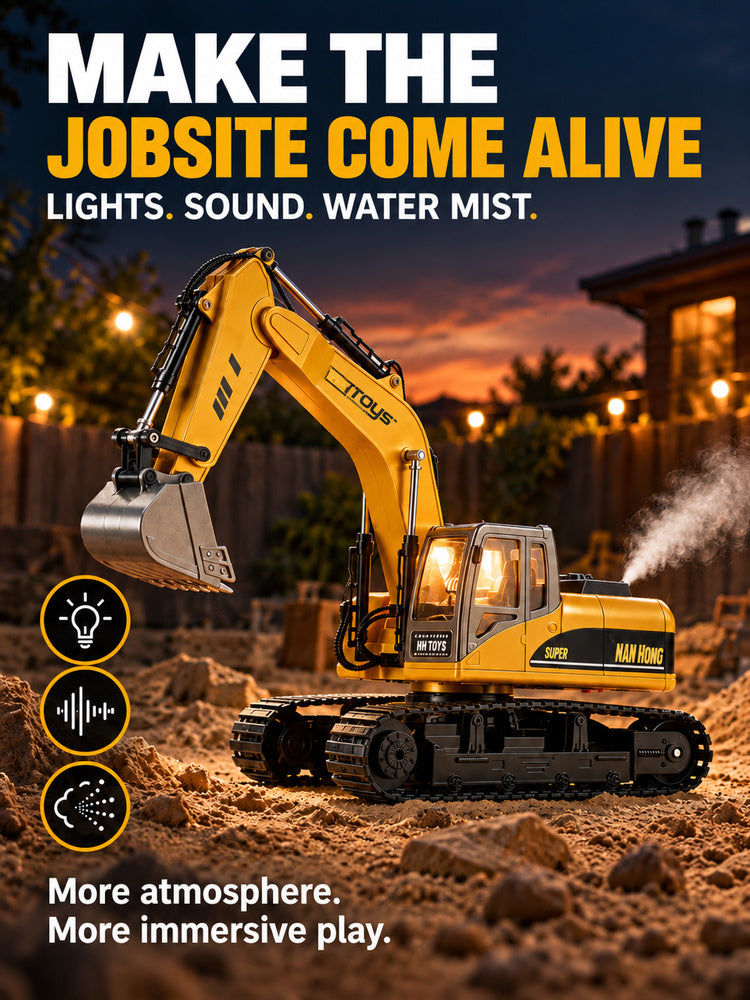 1:14 RC Crawler Excavator -Alloy Bucket, Mist, Lights &Sound