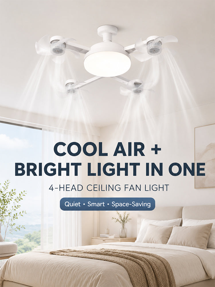 A cool-running multi-blade fan lamp