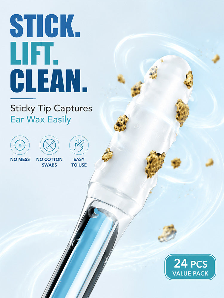 Adhesive ear canal cleaning stick