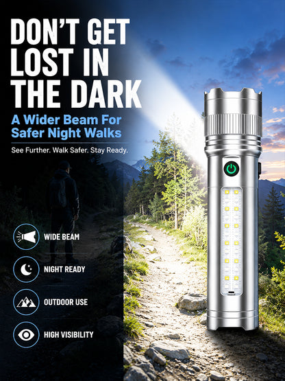 10X brightness, long-lasting flashlight