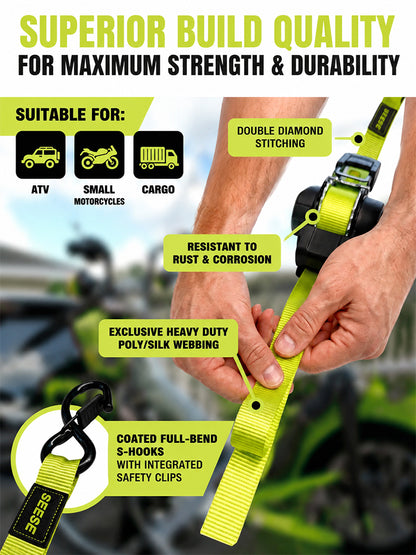 Car tie-down straps with ratchet