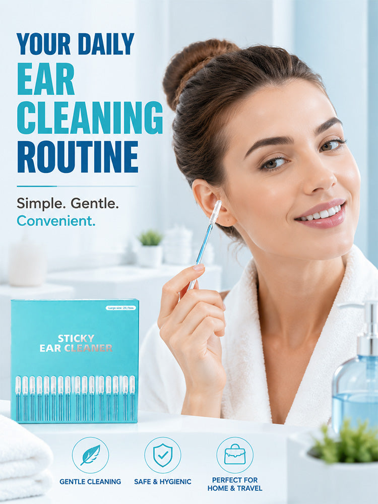 Adhesive ear canal cleaning stick
