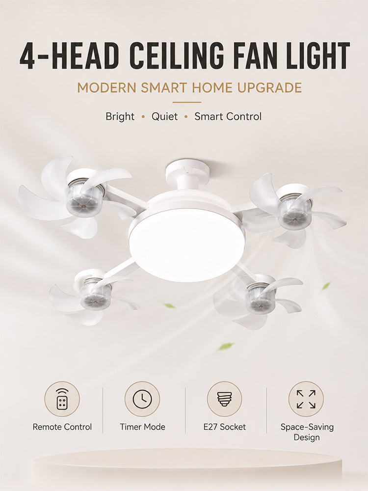 A cool-running multi-blade fan lamp