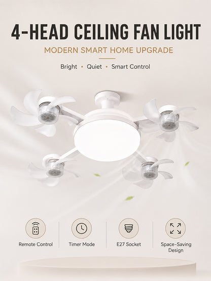 A cool-running multi-blade fan lamp
