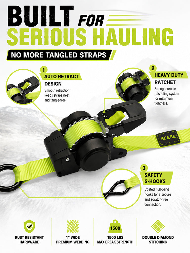 Car tie-down straps with ratchet
