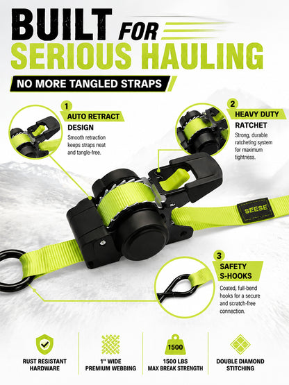 Car tie-down straps with ratchet