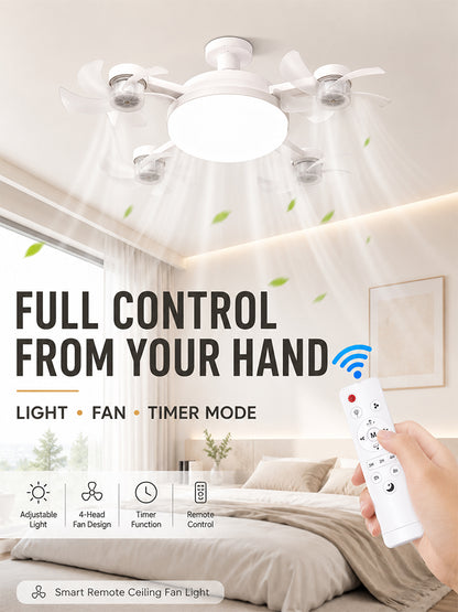 A cool-running multi-blade fan lamp