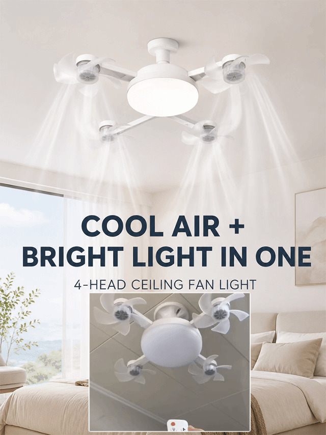 A cool-running multi-blade fan lamp