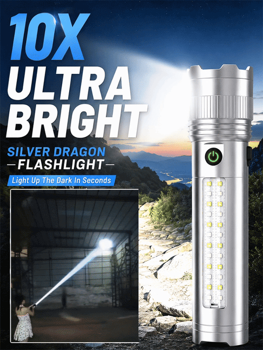 10X brightness, long-lasting flashlight