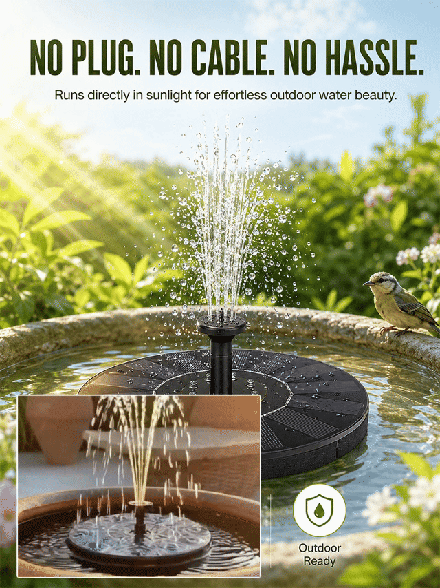 Solar-powered courtyard fountain