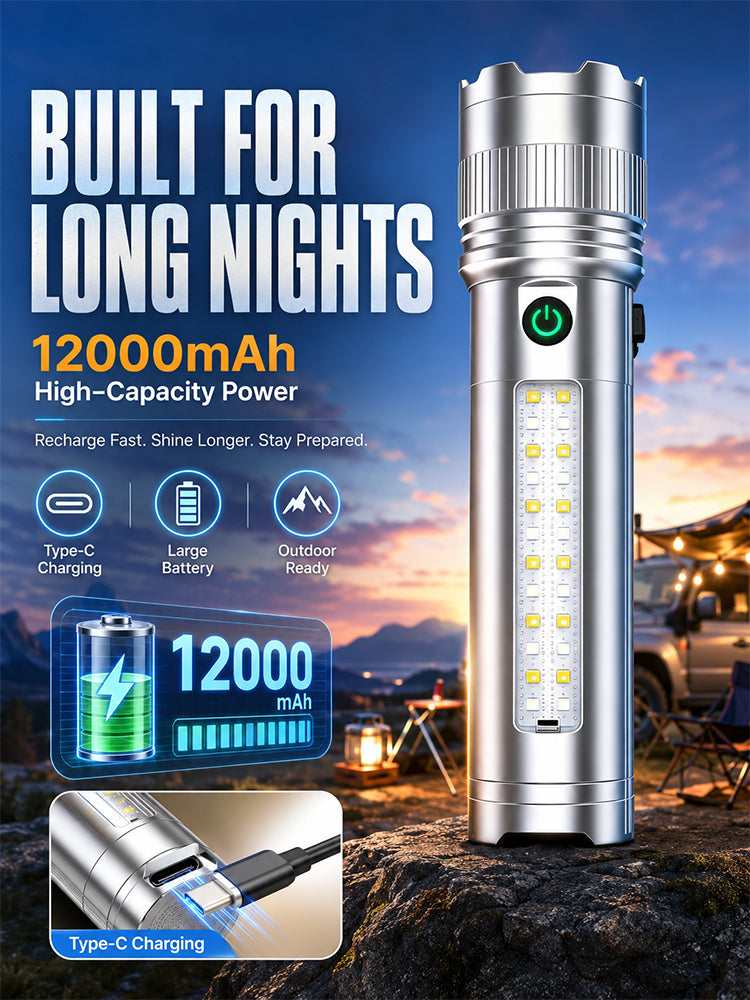 10X brightness, long-lasting flashlight