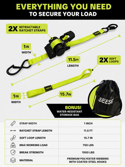 Car tie-down straps with ratchet
